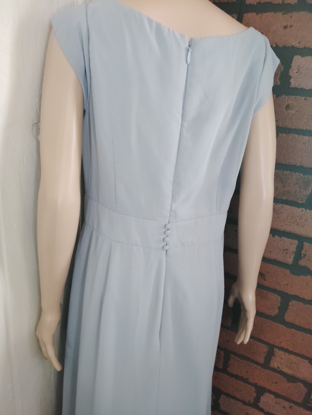 NWT!! Azazie Bettina A-line Lace Bodice Maxi Dress in Dusty Blue. Size 12 - Picture 8 of 14